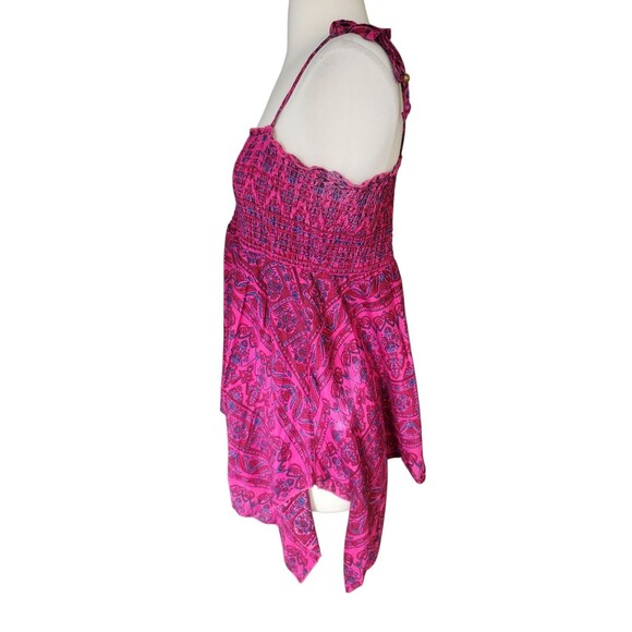 L.E.I. Y2K Babydoll Asymmetrical Handkerchief Top Juniors Large Smocked Fairy - Picture 2 of 8